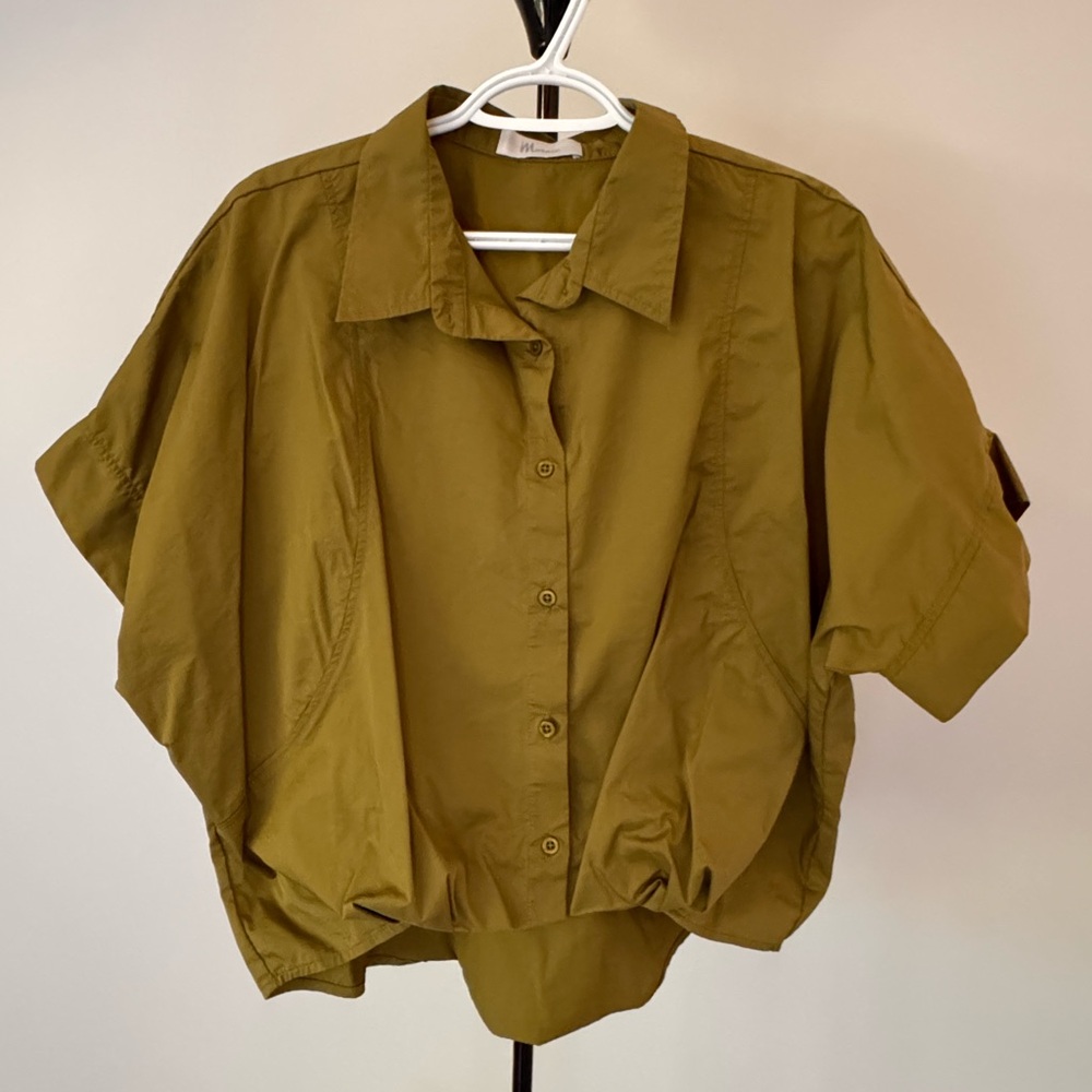 Olive Green Women's Button-Up Top